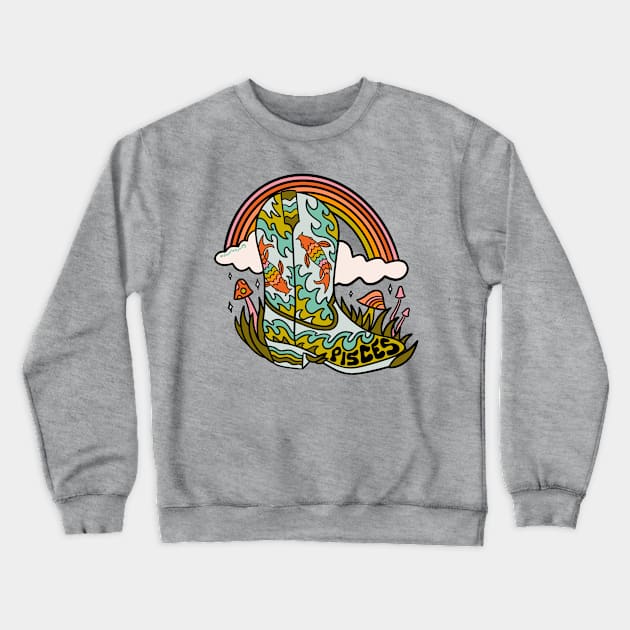 Pisces Cowboy Boot Crewneck Sweatshirt by Doodle by Meg